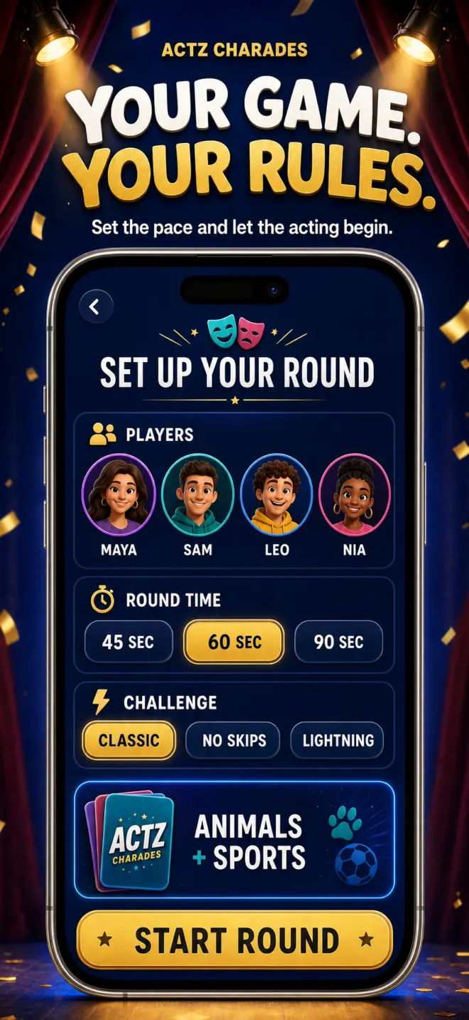 Set up a complete round in Actz Charades